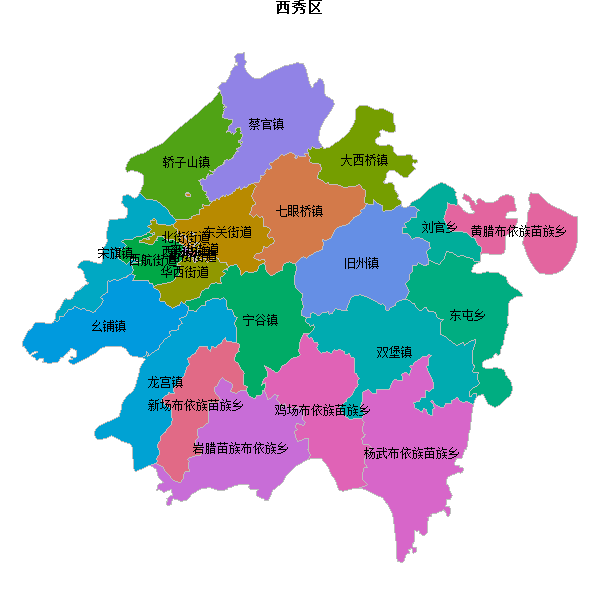 西秀区乡镇地图shp数据WGS84坐标系.shp