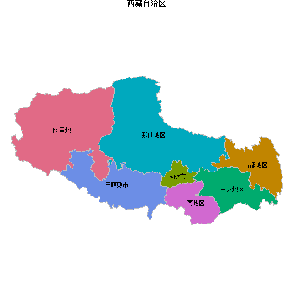 西藏自治区地图shp数据WGS84坐标系.shp