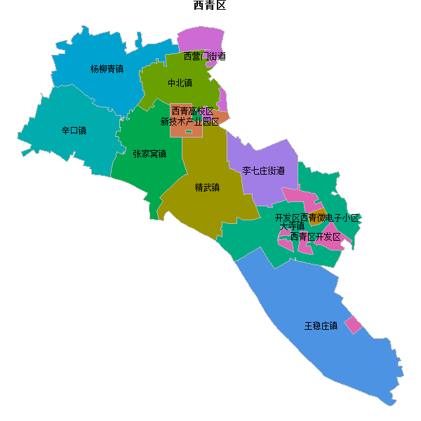 西青区乡镇地图shp数据WGS84坐标系.shp