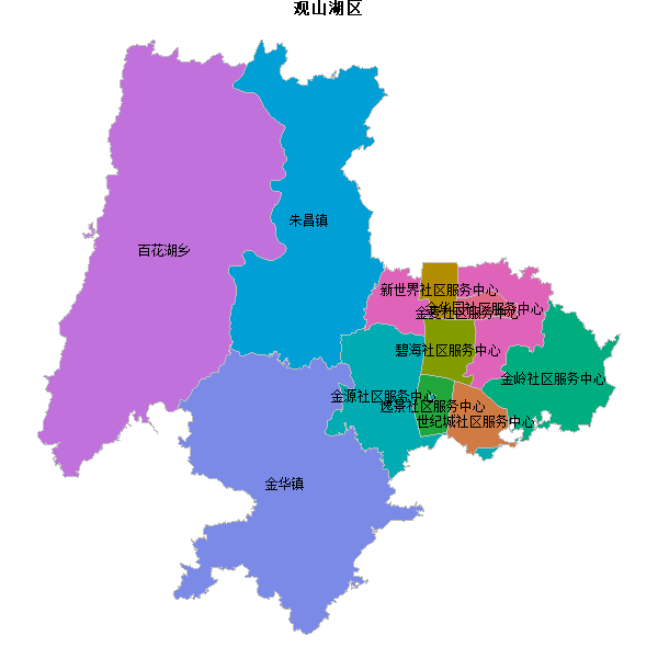 观山湖区乡镇地图shp数据WGS84坐标系.shp