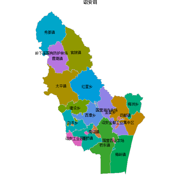 诏安县乡镇地图shp数据WGS84坐标系.shp