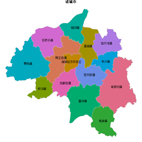 诸城市乡镇地图shp数据WGS84坐标系.shp