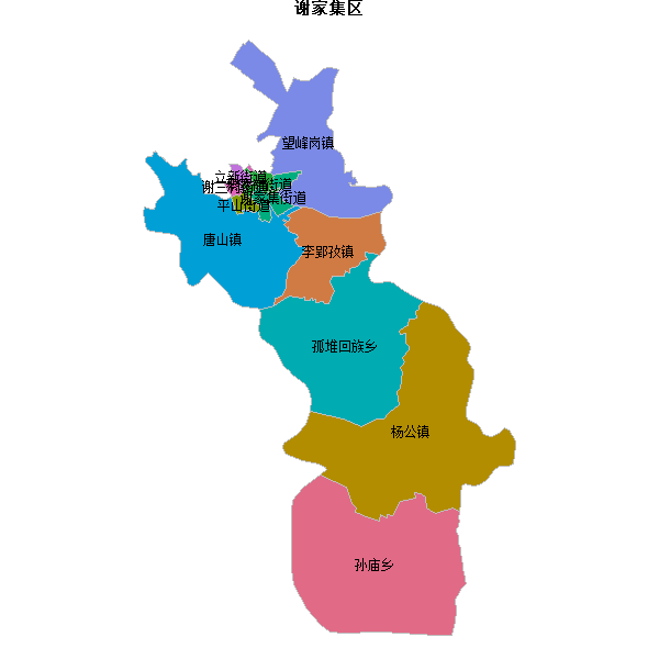 谢家集区乡镇地图shp数据WGS84坐标系.shp