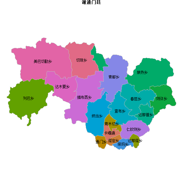 谢通门县乡镇地图shp数据WGS84坐标系.shp