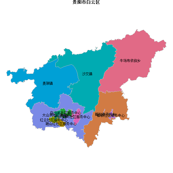 贵阳市白云区乡镇地图shp数据WGS84坐标系.shp