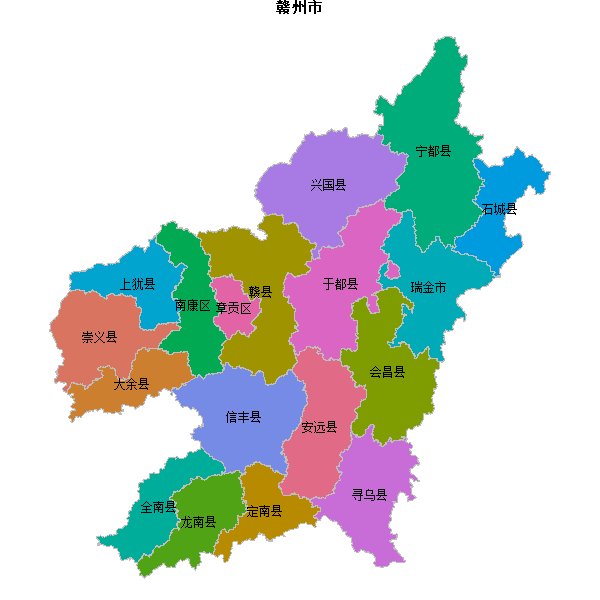 赣州市地图shp数据WGS84坐标系.shp