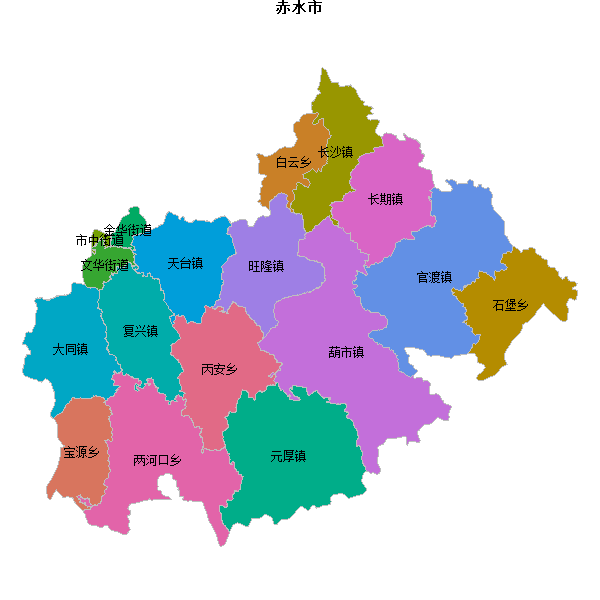 赤水市乡镇地图shp数据WGS84坐标系.shp