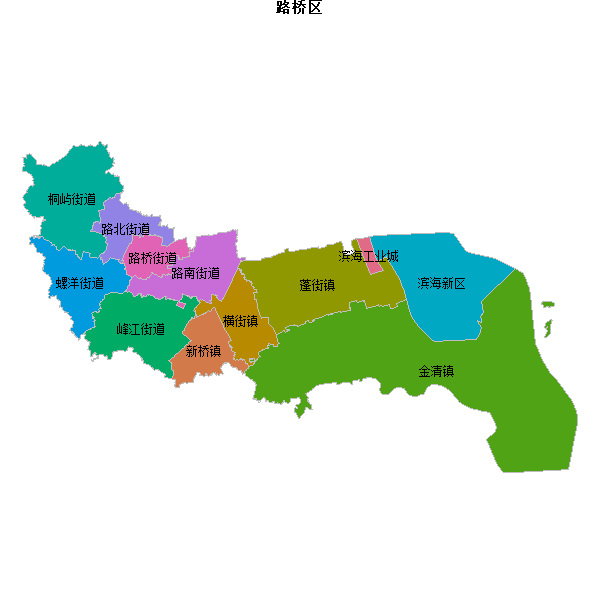 路桥区乡镇地图shp数据WGS84坐标系.shp