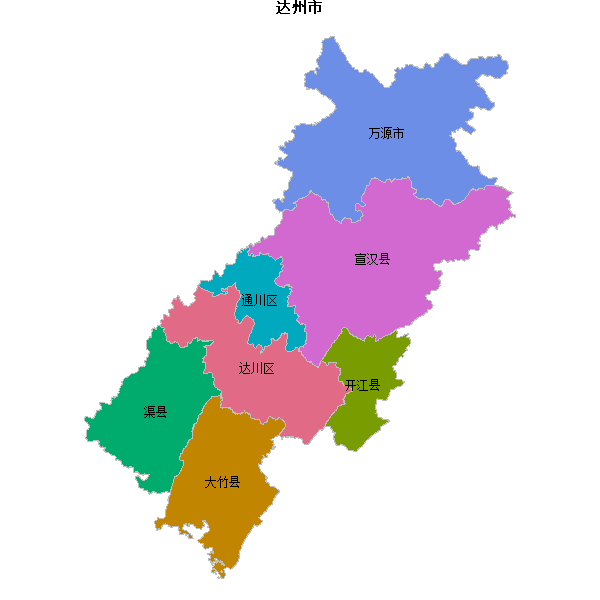 达州市地图shp数据WGS84坐标系.shp