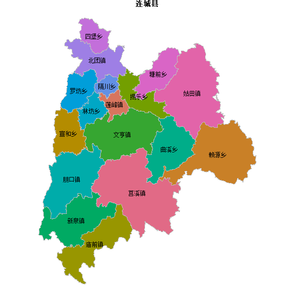 连城县乡镇地图shp数据WGS84坐标系.shp