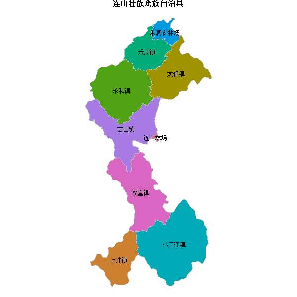 连山壮族瑶族自治县乡镇地图shp数据WGS84坐标系.shp