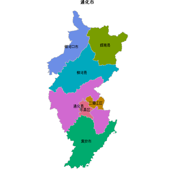通化市地图shp数据WGS84坐标系.shp