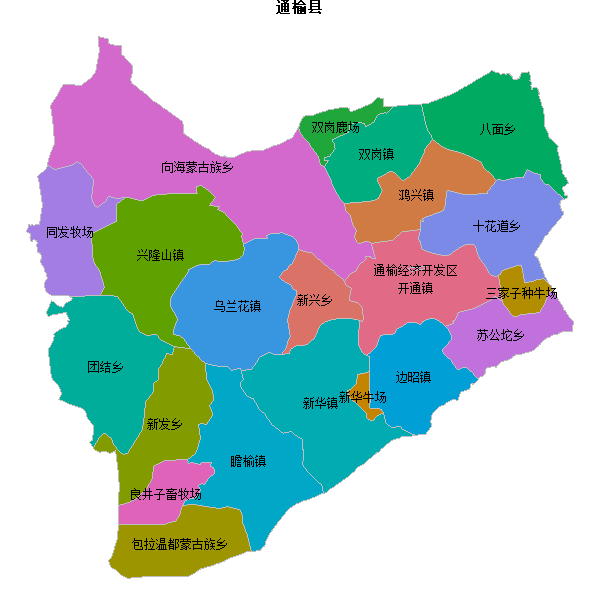 通榆县乡镇地图shp数据WGS84坐标系.shp