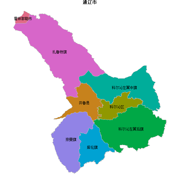 通辽市地图shp数据WGS84坐标系.shp