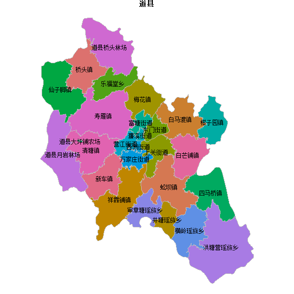 道县乡镇地图shp数据WGS84坐标系.shp