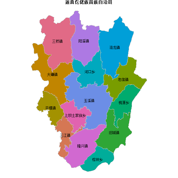 道真仡佬族苗族自治县乡镇地图shp数据WGS84坐标系.shp