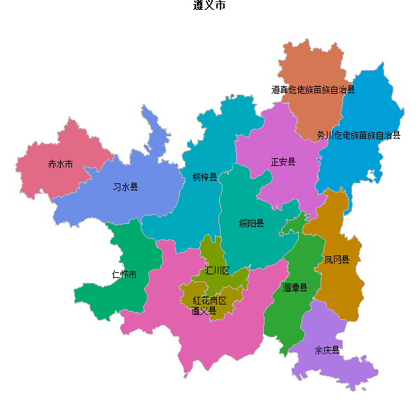 遵义市地图shp数据WGS84坐标系.shp