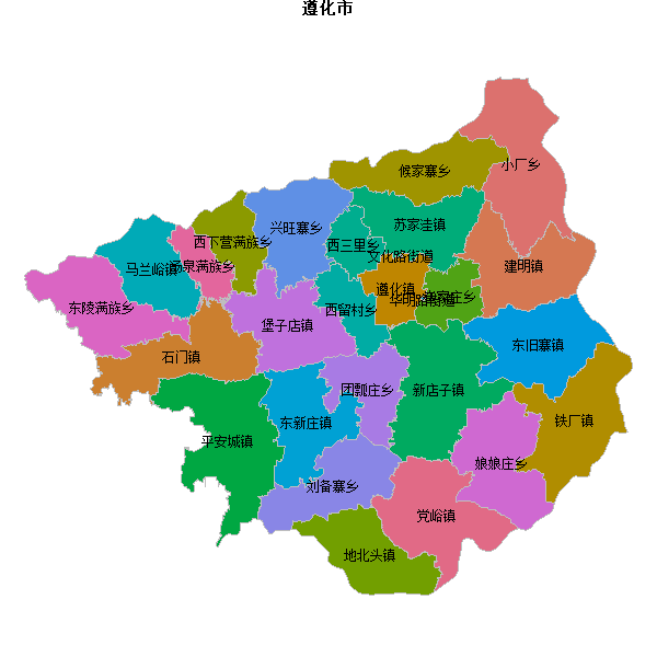 遵化市乡镇地图shp数据WGS84坐标系.shp