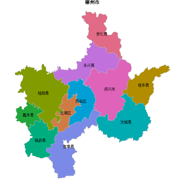 郴州市地图shp数据WGS84坐标系.shp