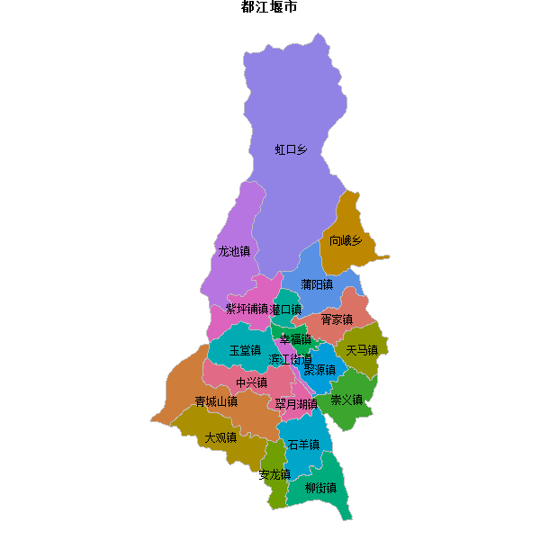 都江堰市乡镇地图shp数据WGS84坐标系.shp