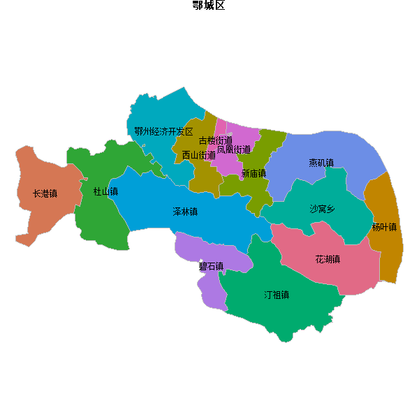 鄂城区乡镇地图shp数据WGS84坐标系.shp