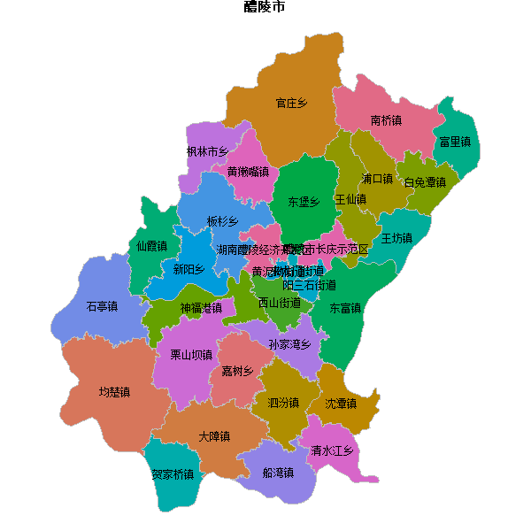 醴陵市乡镇地图shp数据WGS84坐标系.shp