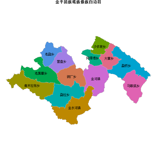 金平苗族瑶族傣族自治县乡镇地图shp数据WGS84坐标系.shp