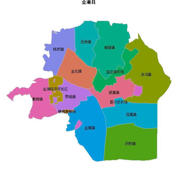 金湖县乡镇地图shp数据WGS84坐标系.shp