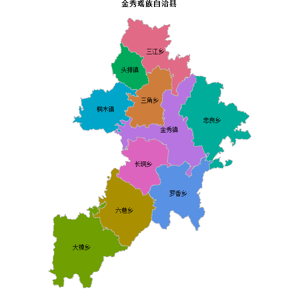 金秀瑶族自治县乡镇地图shp数据WGS84坐标系.shp