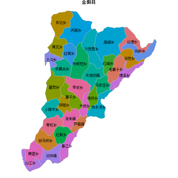 金阳县乡镇地图shp数据WGS84坐标系.shp