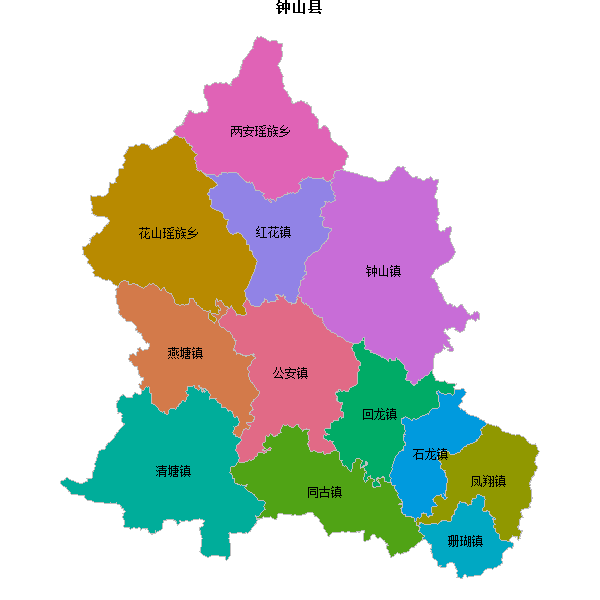 钟山县乡镇地图JSON数据WGS84坐标系.json