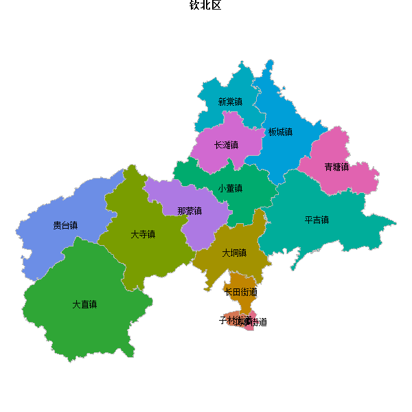 钦北区乡镇地图DWG数据WGS84坐标系.DWG