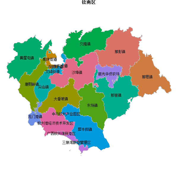 钦南区乡镇地图DWG数据WGS84坐标系.DWG