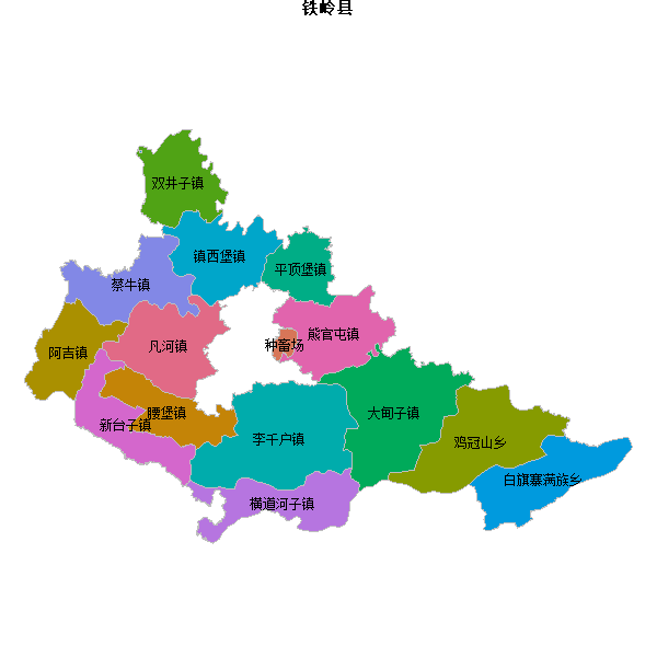 铁岭县乡镇地图shp数据WGS84坐标系.shp