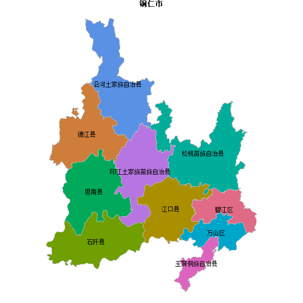 铜仁市地图shp数据WGS84坐标系.shp