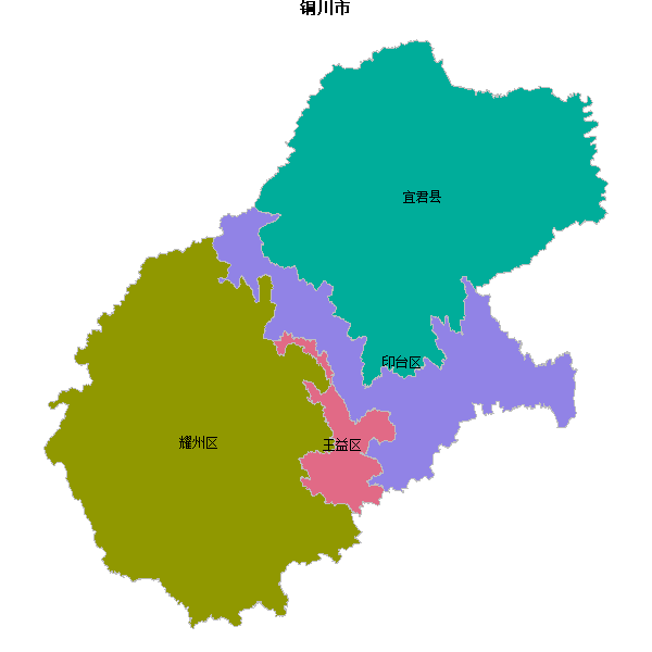 铜川市地图shp数据WGS84坐标系.shp