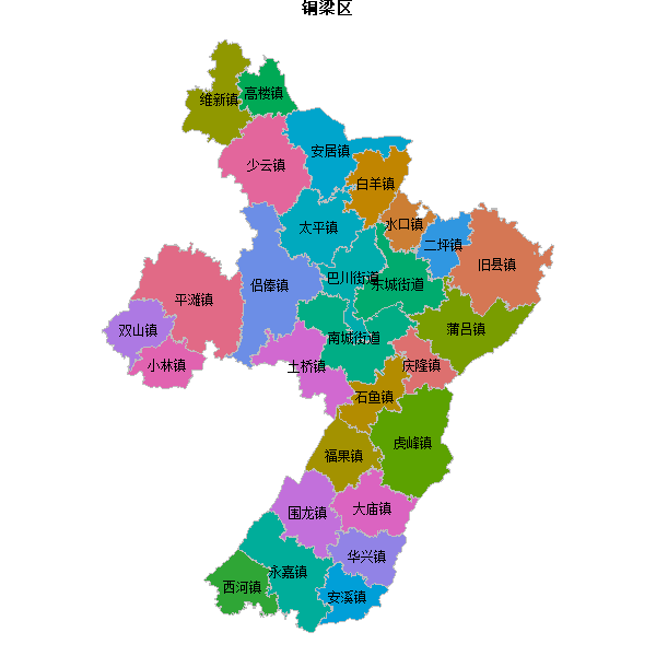 铜梁区乡镇地图shp数据WGS84坐标系.shp