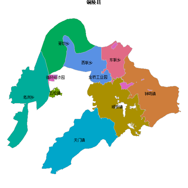 铜陵县乡镇地图shp数据WGS84坐标系.shp