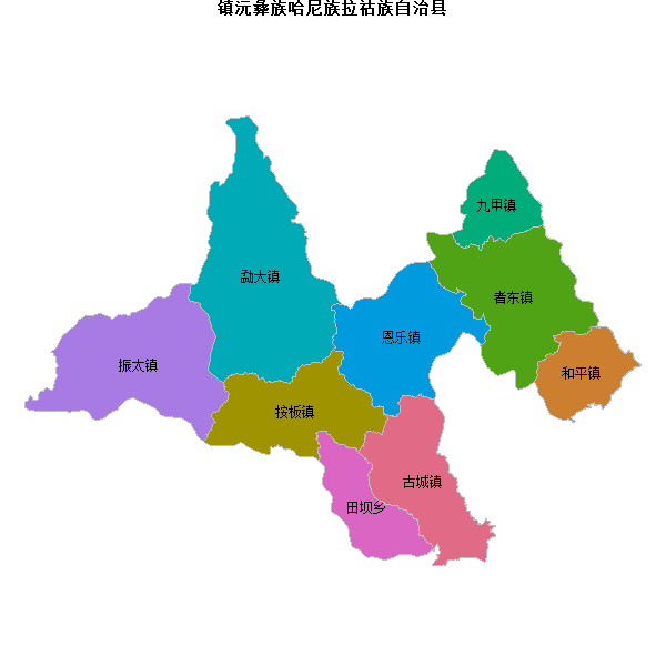 镇沅彝族哈尼族拉祜族自治县乡镇地图shp数据WGS84坐标系.shp