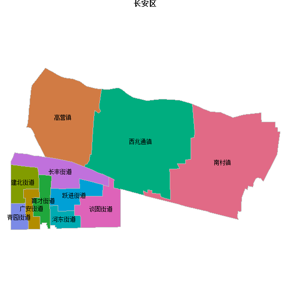 长安区乡镇地图shp数据WGS84坐标系.shp