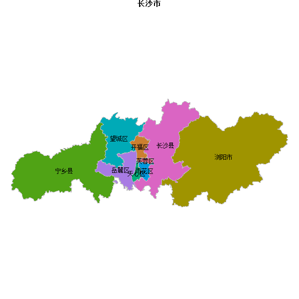 长沙市地图shp数据WGS84坐标系.shp