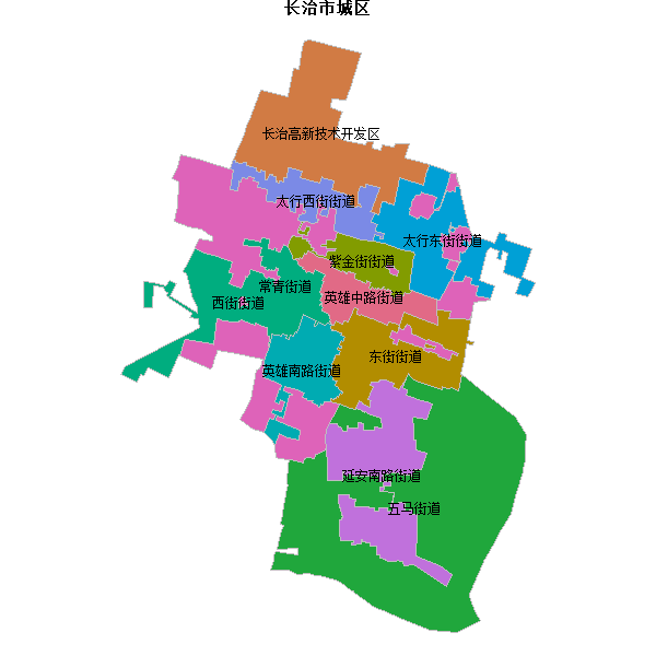 长治市城区乡镇地图shp数据WGS84坐标系.shp