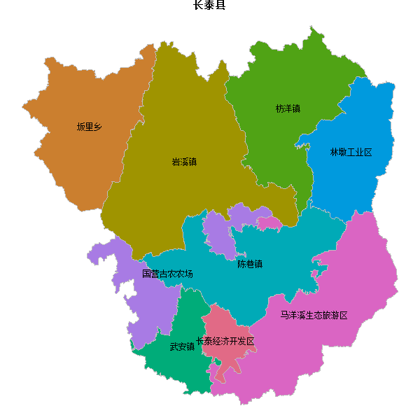 长泰县乡镇地图shp数据WGS84坐标系.shp