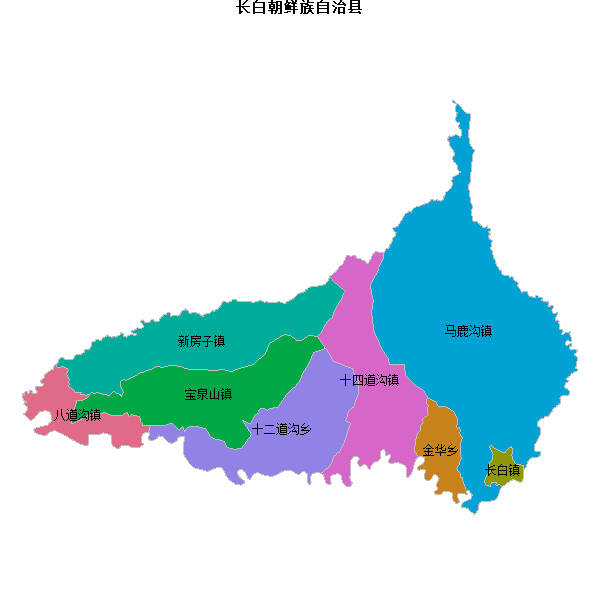 长白朝鲜族自治县乡镇地图shp数据WGS84坐标系.shp