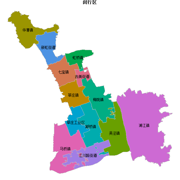 闵行区乡镇地图shp数据WGS84坐标系.shp