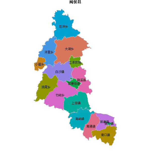 闽侯县乡镇地图shp数据WGS84坐标系.shp
