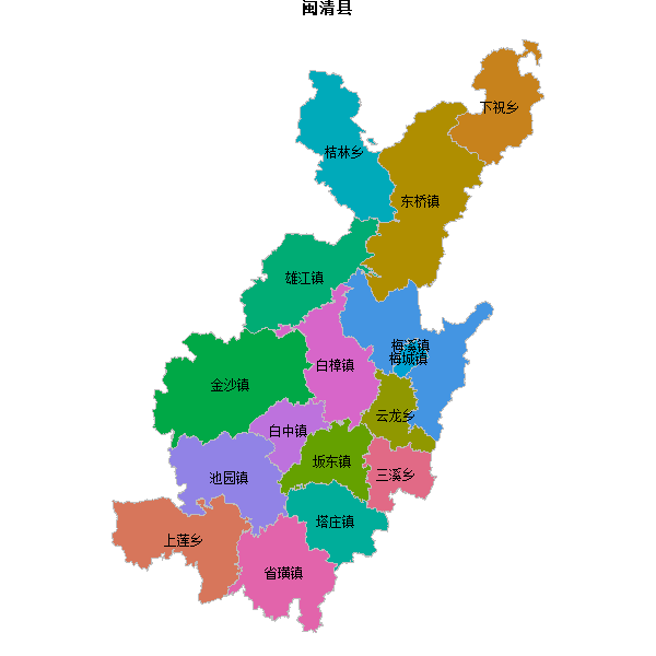 闽清县乡镇地图shp数据WGS84坐标系.shp