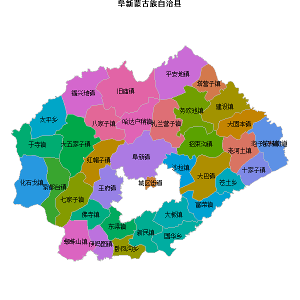 阜新蒙古族自治县乡镇地图shp数据WGS84坐标系.shp