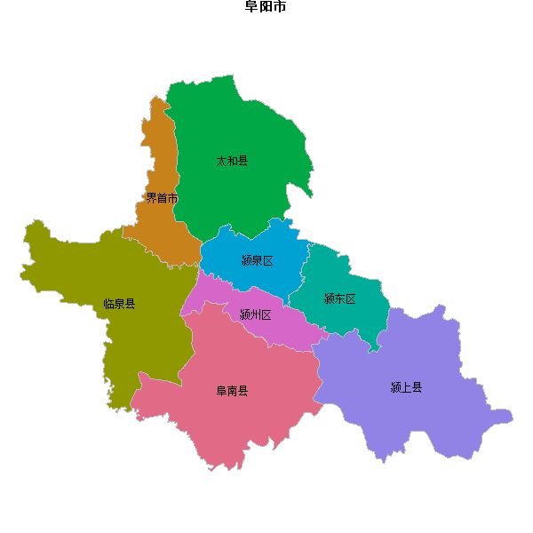 阜阳市地图shp数据WGS84坐标系.shp