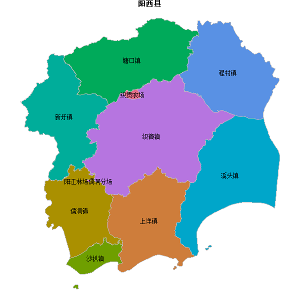 阳西县乡镇地图shp数据WGS84坐标系.shp
